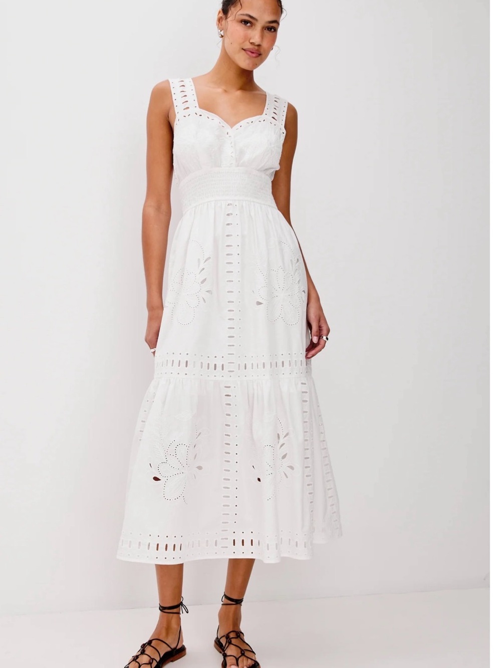 Rails White Eyelet Midi Dress